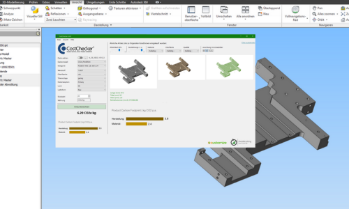 3D CAD Modell auf einem Bildschirm mit dem CO2 Checker